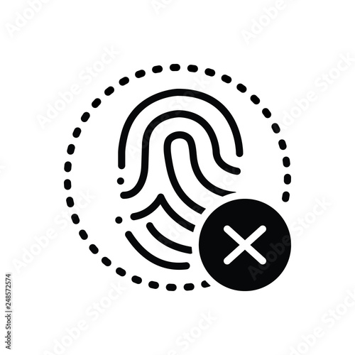 Black solid icon for fingerprint cancelation 