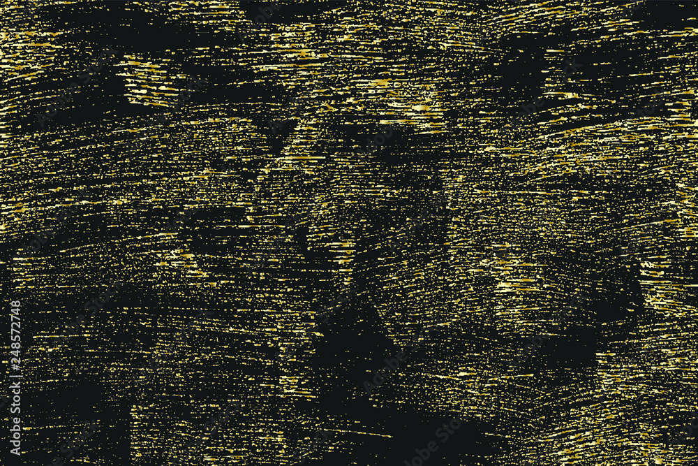 Obraz premium Grunge golden paint texture. Distress gold gradient background. Noise rectangle stamp. Metallic grunge background. Vector illustration