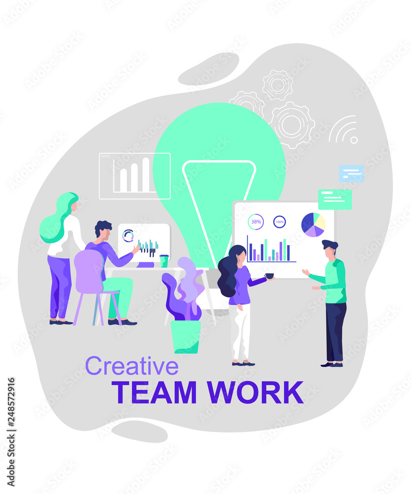 Creative Team Work. Male and Female Workspace. Creative Team Work. Male and Female Workspace.
