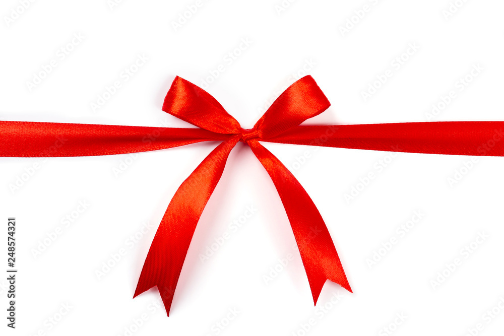 Beautiful red ribbon with bow isolated on white background. Beautiful red ribbon with bow isolated on white background.
