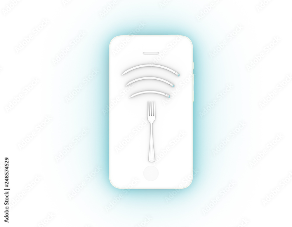 Wifi symbol creative idea layout made of fork with pencil on smartphone. minimal surrealism art and Internet technology /networking concept. Wifi symbol creative idea layout made of fork with pencil on smartphone. minimal surrealism art and Internet technology /networking concept.