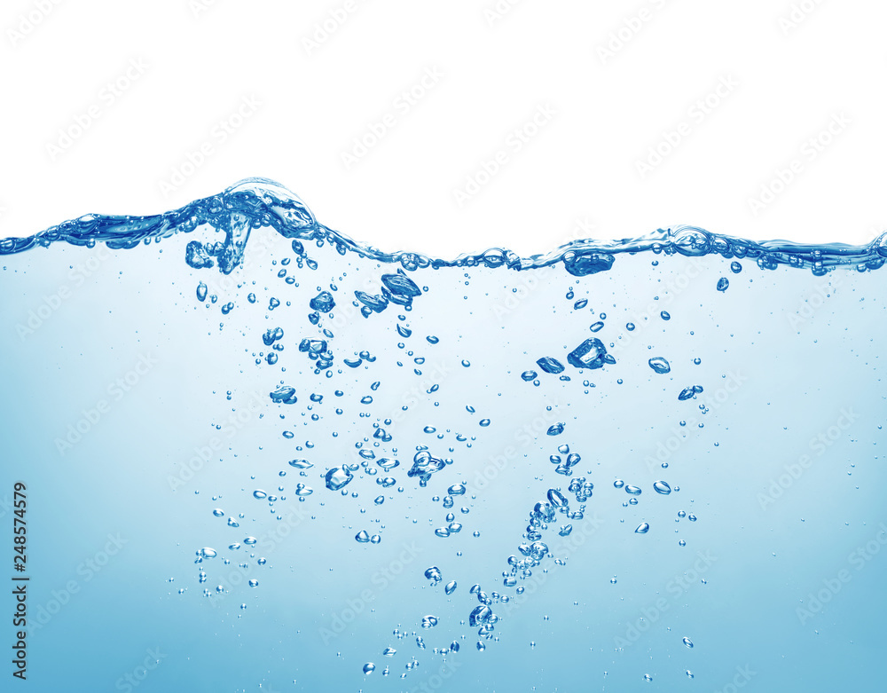 water with air bubbles on white background water with air bubbles on white background