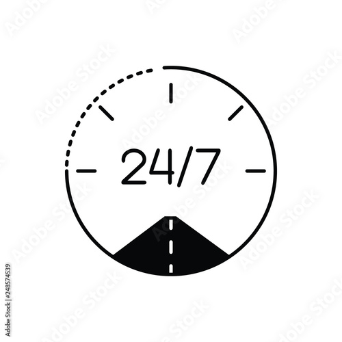 Black solid icon for 24 7 roadside