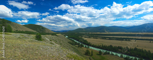 Altai mountains. River Argut. Beautiful highland landscape. Russia. Siberia