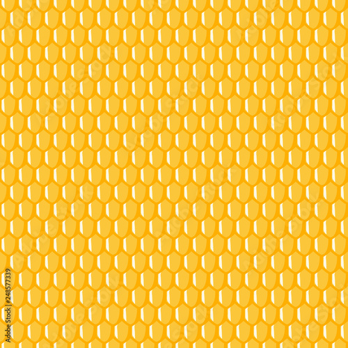 Seamless background. Repeating texture with the image of a honeycomb. Vector illustration in cartoon style
