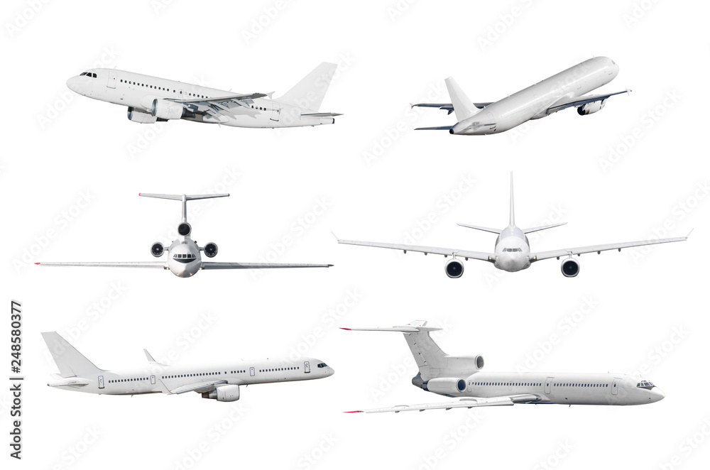 Set of airplane isolated from the white background Set of airplane isolated from the white background