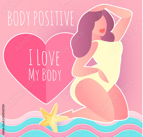 Body Posirive. Happy and Beautiful Plus Size Girl. Feminism. Girl Power.