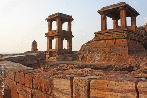 Upper Shivalaya on the top of northern rocky hill in Badami, Karnataka, India, Asia photo