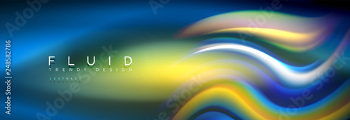 Fluid colors mixing glowing neon wave background, holographic texture
