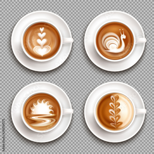 Latte Art Top View Icon Set