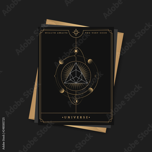 Geometric pyramid astrological tarot card