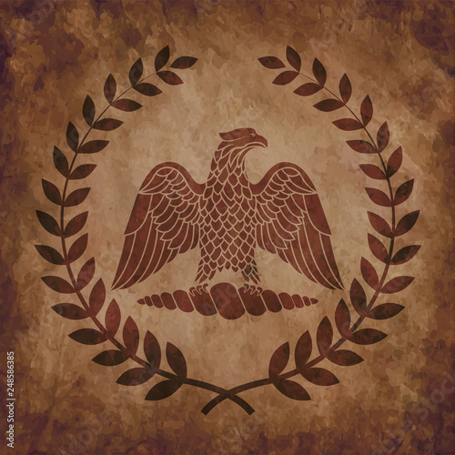 Logo of the Roman eagle on an old shabby texture.