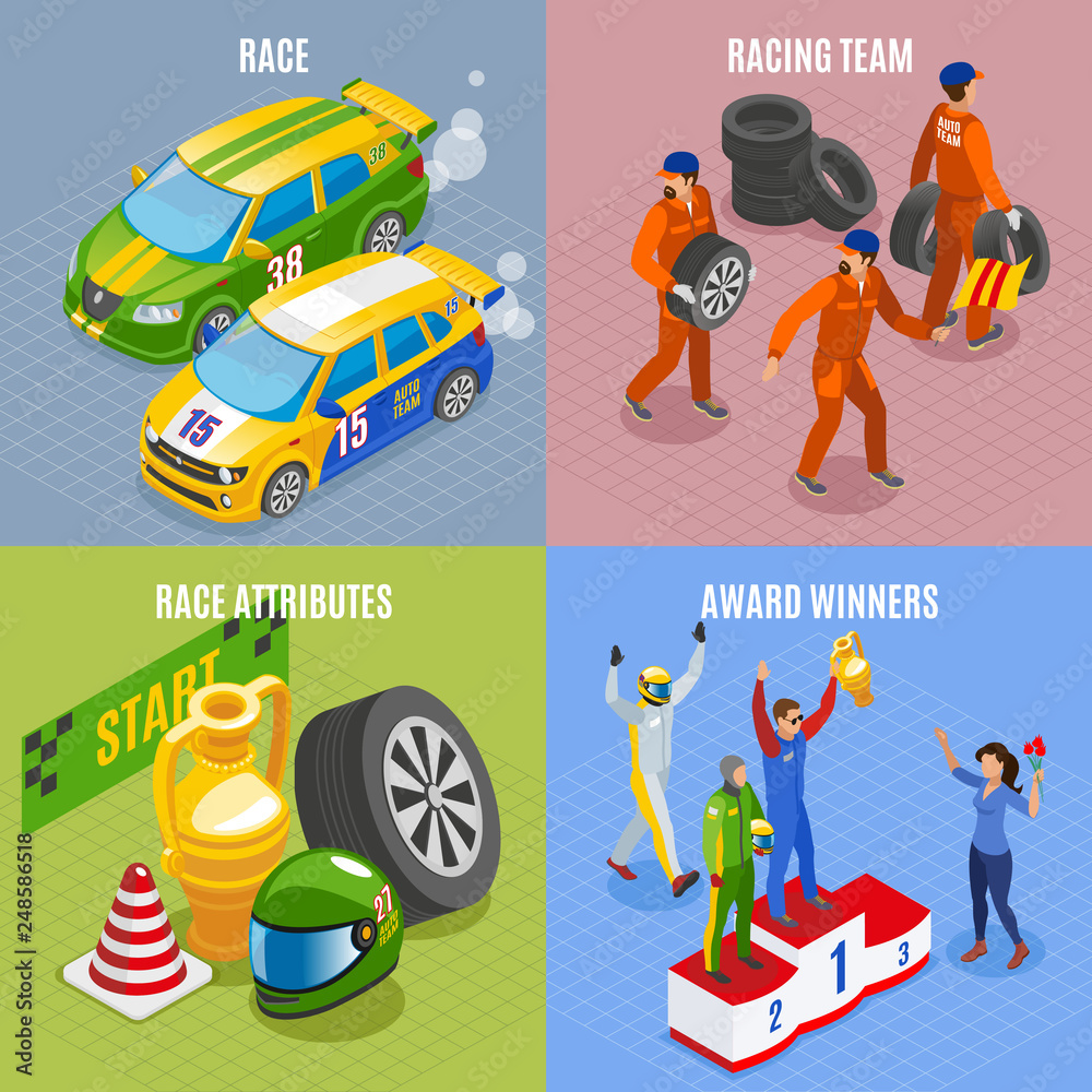 Racing Sports Concept Icons Set
