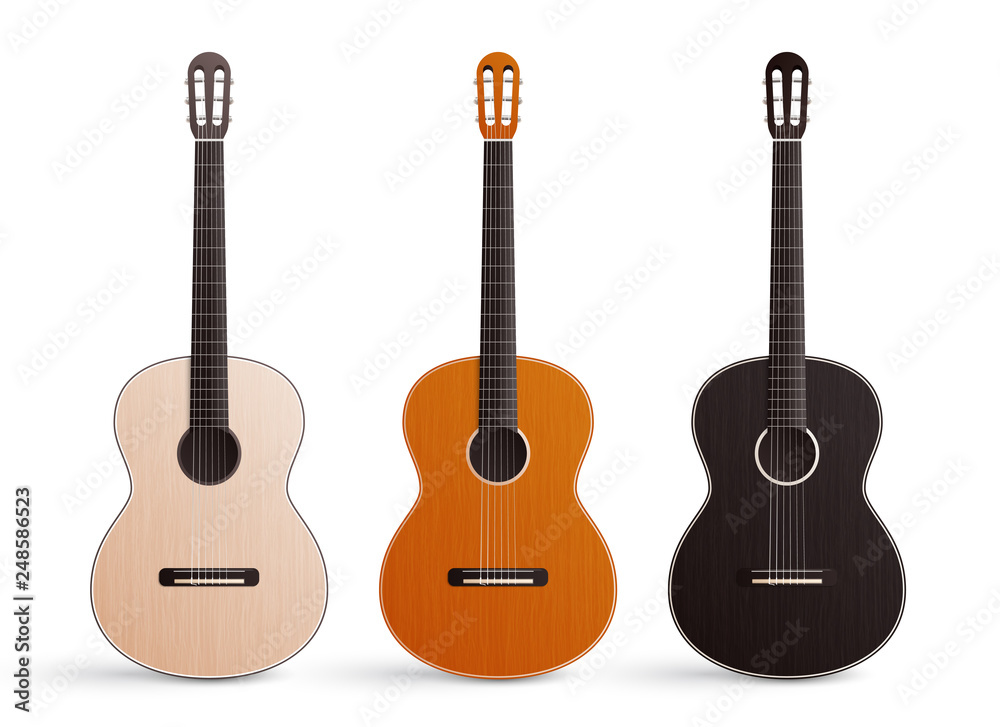 Obraz premium Classic Guitar Realistic Set 