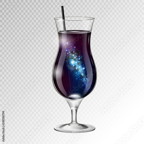 Vector illustration of realistic cocktail tequila sunsire glass with space background inside