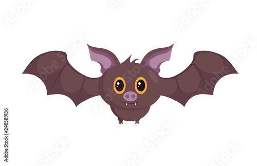 Vector graphics - bat, illustration of cute Halloween cartoon isolated on white background.
