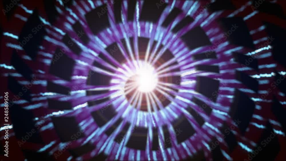 4K Abstract motion background animation shining particles  sparks and magic dust forming in space mesmerizing rotating and swirling forms and flows with light rays and projections seamless loop