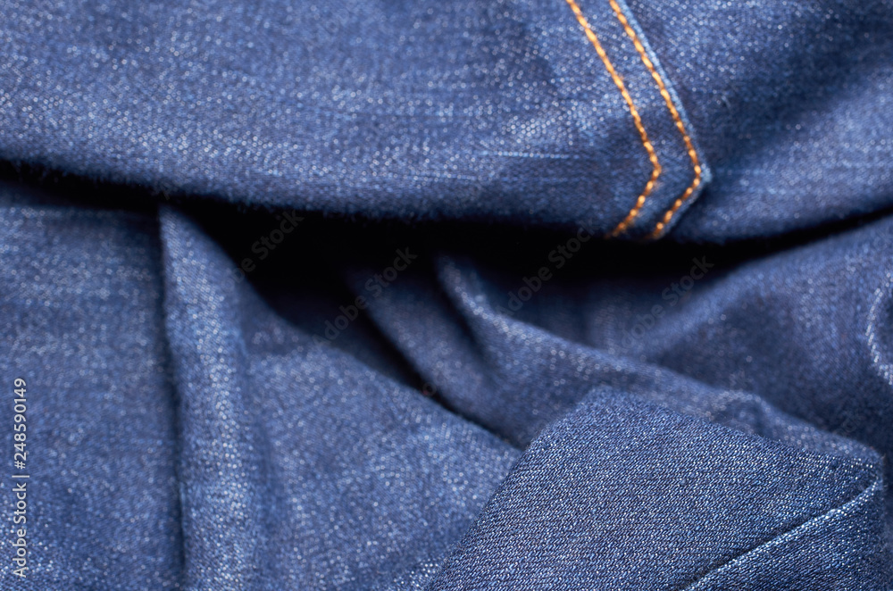 Macro photo of fabric pattern, close up of textile clothing with shallow depth of field