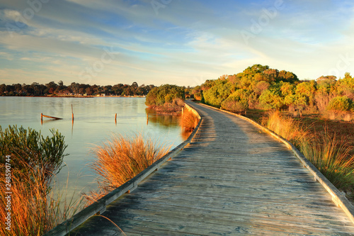 Early morning at the boardwalk coastal seascape