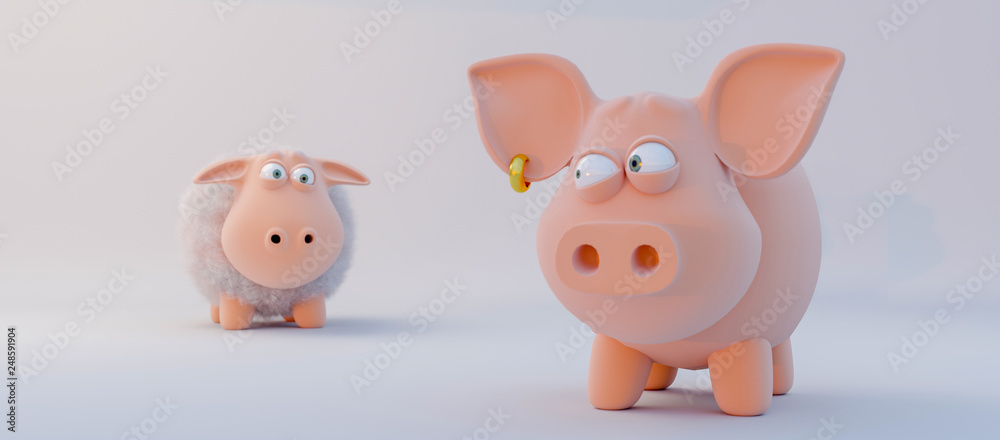 Happy Valentines Day and weeding design element. Pink Background. 3D rendering Happy Valentines Day and weeding design element. Pink Background. 3D rendering
