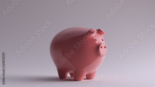 Pink Piggy Bank 3Q Right 3d illustration 3d render