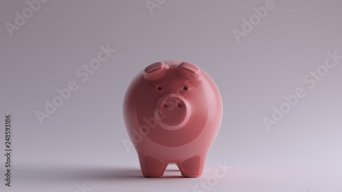 Pink Piggy Bank Front 3d illustration 3d render