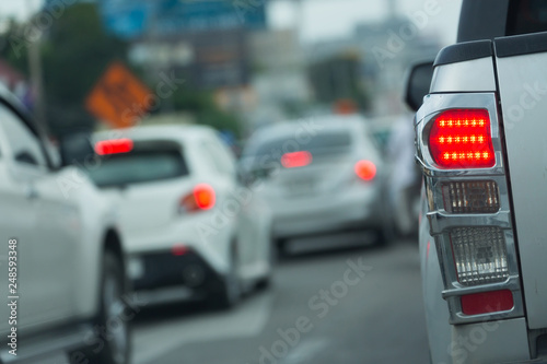 red tail light brake of stop car on road traffic jam © sutichak