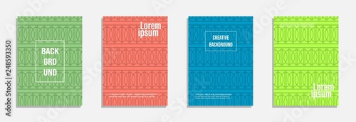 Colorful and modern cover design. Set of geometric pattern background