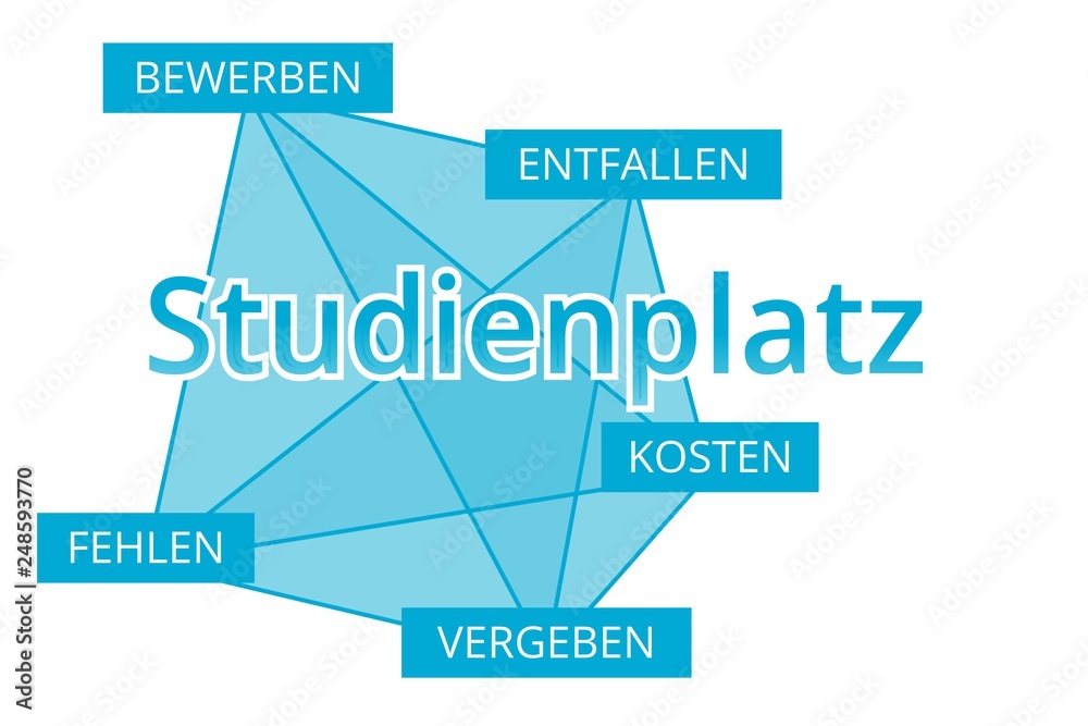 Studienplatz - Begriffe verbinden, Farbe blau Studienplatz - Begriffe verbinden, Farbe blau