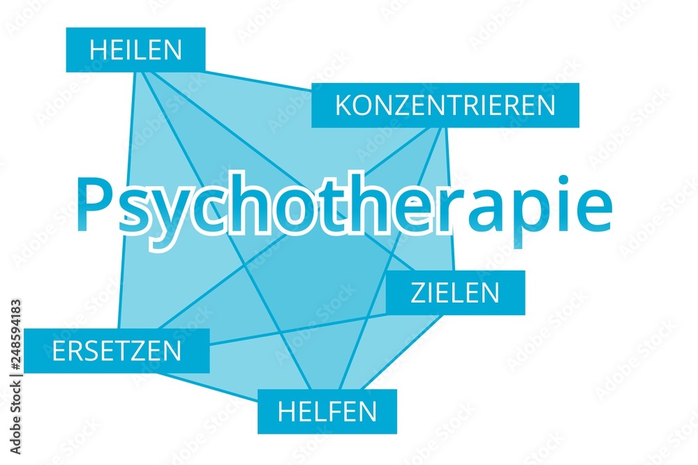 Psychotherapie - Begriffe verbinden, Farbe blau
