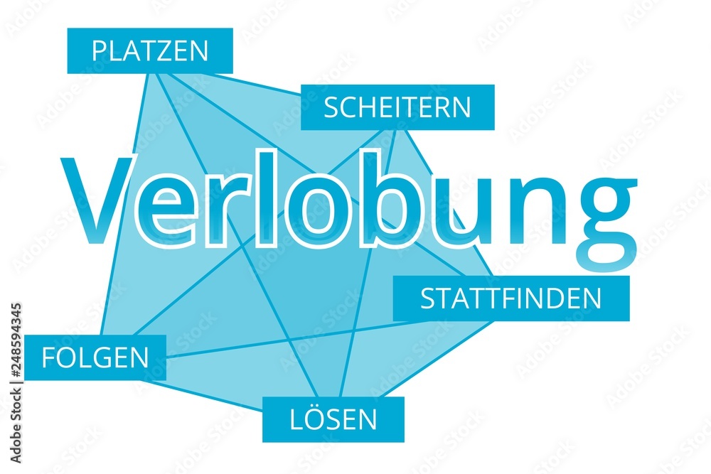 Verlobung - Begriffe verbinden, Farbe blau Verlobung - Begriffe verbinden, Farbe blau