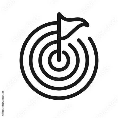 flag on target. minimal thin line web icon. simple vector illustration outline. concept for infographic, website or app.