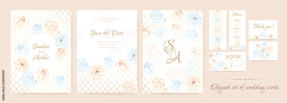Floral Wedding Invite in Pastel Colors.