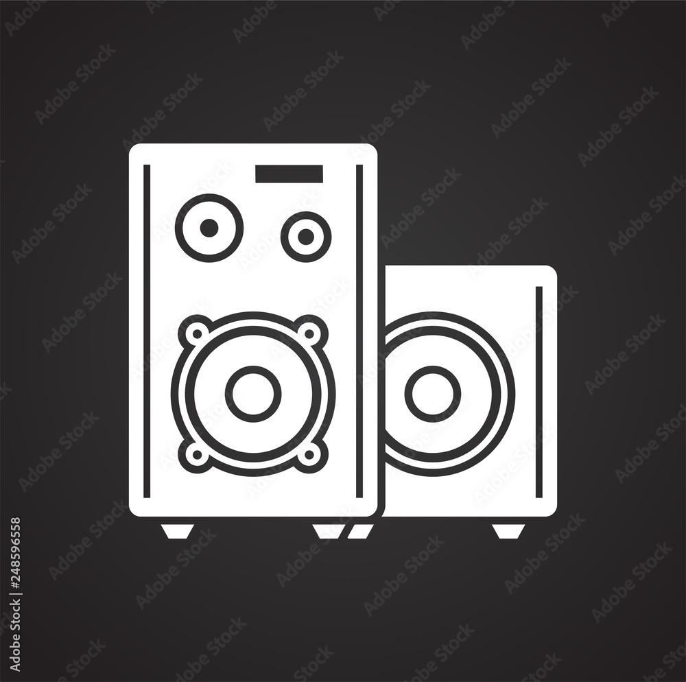 Speakers icon on black background for graphic and web design, Modern simple vector sign. Internet concept. Trendy symbol for website design web button or mobile app Speakers icon on black background for graphic and web design, Modern simple vector sign. Internet concept. Trendy symbol for website design web button or mobile app