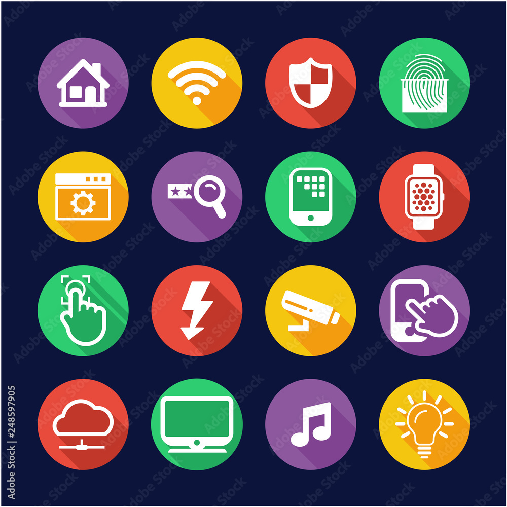 Smart Home Icons Flat Design Circle Smart Home Icons Flat Design Circle