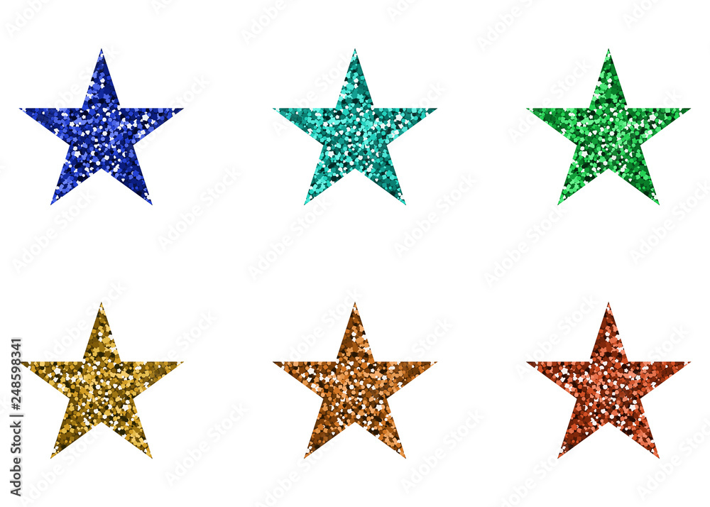 Red, green, blue and yellow stars. Red, green, blue and yellow stars.