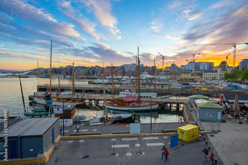 Photography Oslo skyline at twilight in Oslo city, Norway