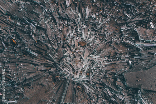 Broken glass on the floor