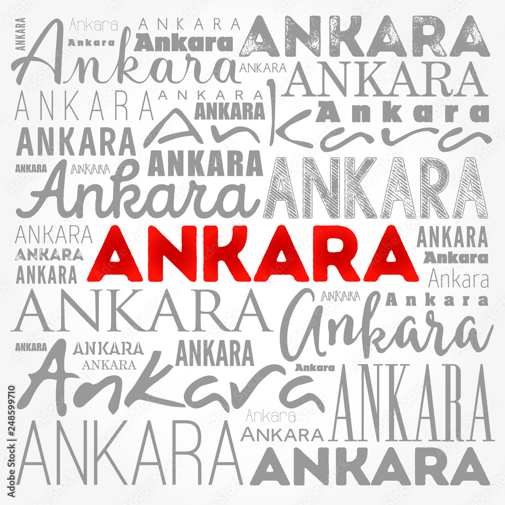 Obraz premium Ankara wallpaper word cloud, travel concept background