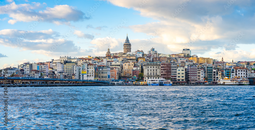 Galata Tower with Istanbul city in Istanbul, Turkey
