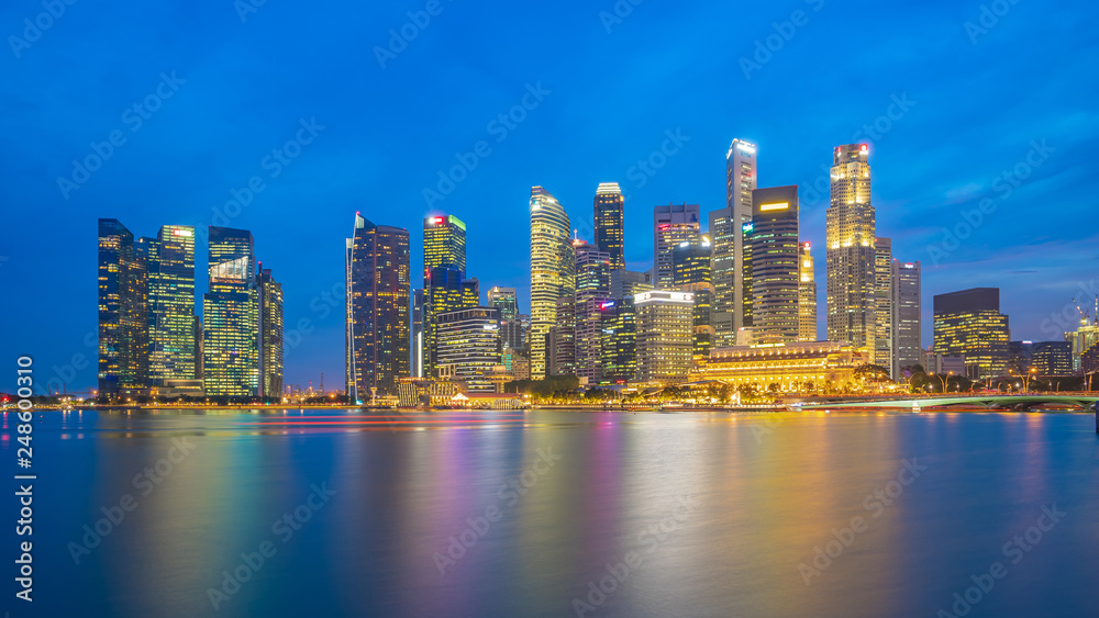 Panorama view of Singapore city skyline
