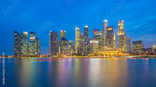 Panorama view of Singapore city skyline