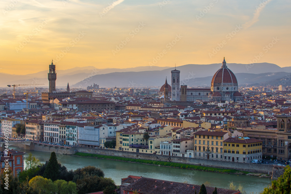 Sunset view of Florence skyline in Italy