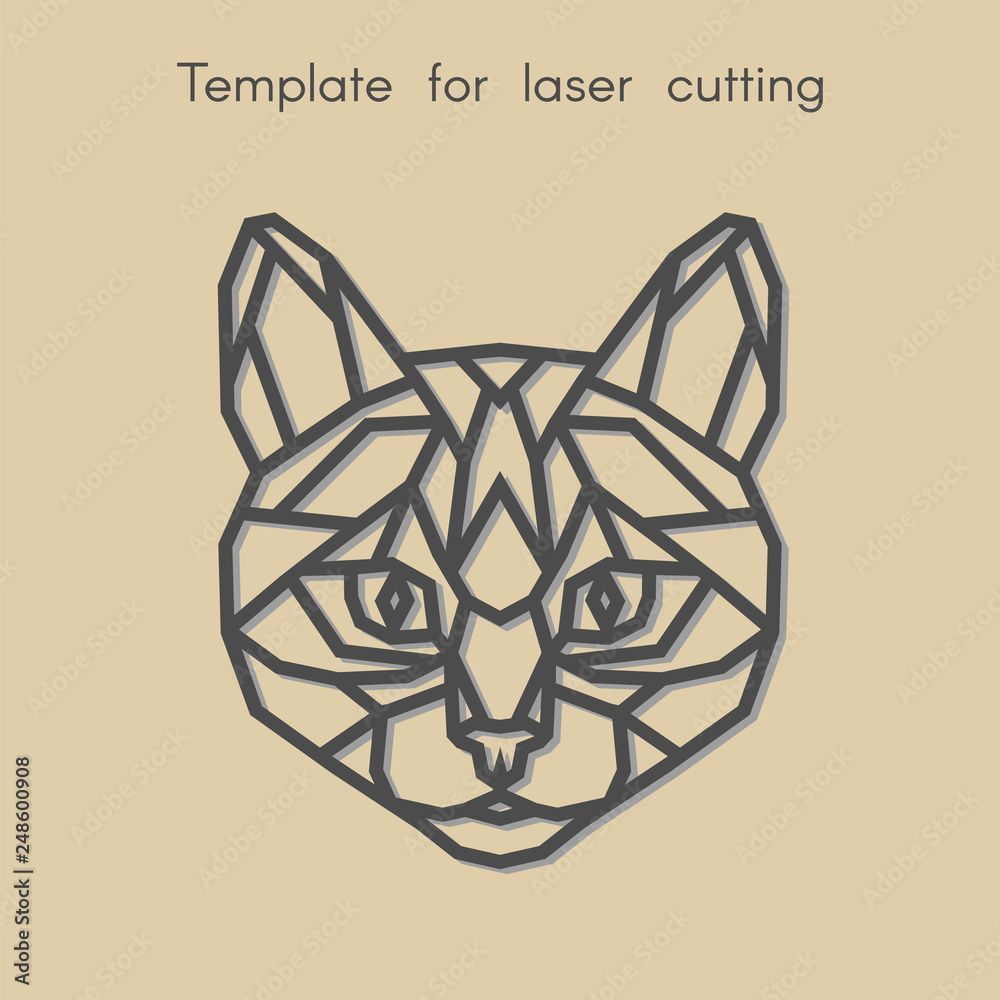 Template animal for laser cutting. Abstract geometric cat for cut. Stencil  for decorative panel of wood, metal, paper. Vector illustration. Stock  Vector | Adobe Stock