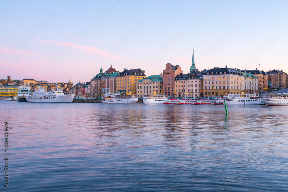 Stockholm skyline at twilight in Stockholm city, Sweden
