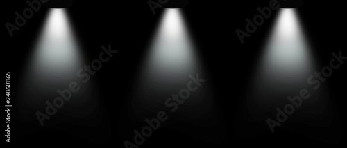 Light Effect Spotlight. Spotlight Black and White Lighting. Light Effects. Isolated on black background. 3d illustration