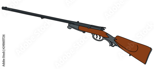 The vectorized hand drawing of an old hunting rifle
