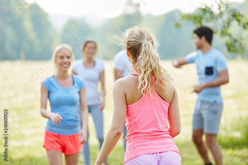 People from sport club playing together