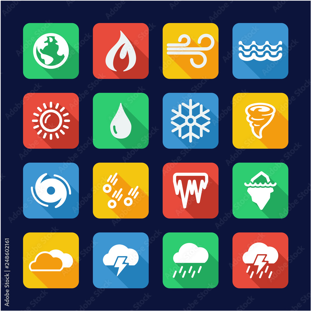 Nature Elements Icons Flat Design Circle Nature Elements Icons Flat Design Circle
