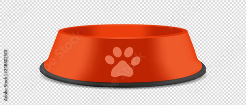 Pet Feeding Bowl On Black Rubber Base - Vector Illustration - Isoalted On Transparent Background